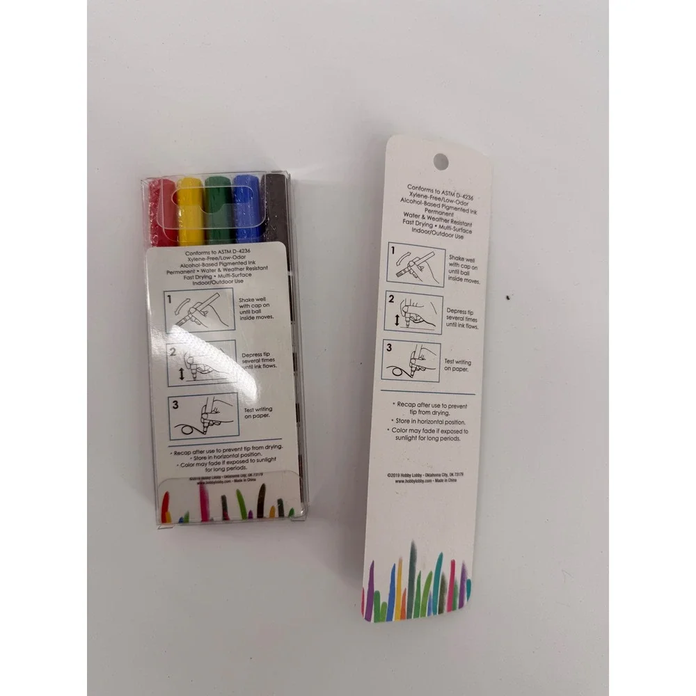 Hobby Lobby Paint Marker Set 5pc Multicolor & Antique White Fine Tip Permanent